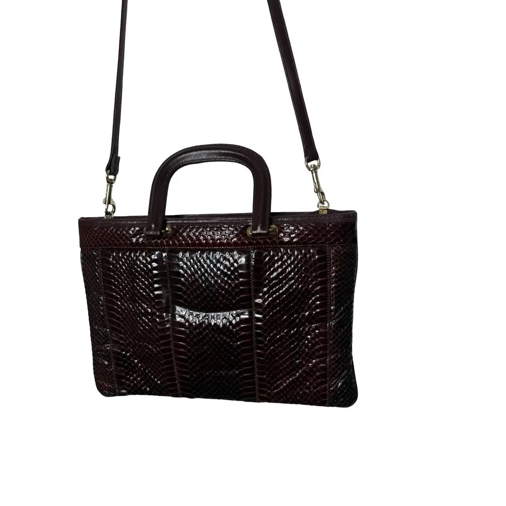 Vintage Palizzio New York Burgundy Snakeskin Satchel